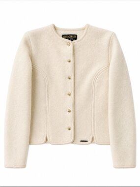 Geiger Tyrol Austria 100% Pure Wool Cardigan Jacket Cream Size 40 (EU)